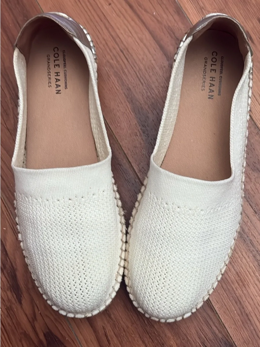 Cole Haan Ivory Knit Espadrille Slip-On Flats